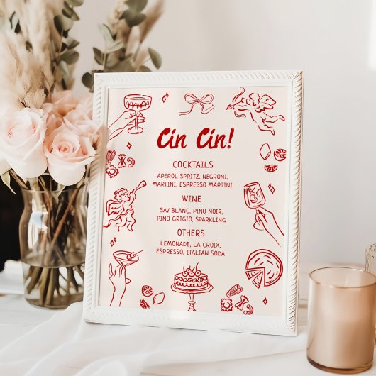 Cin Cin! Rood Italiaans Bar Menu Poster