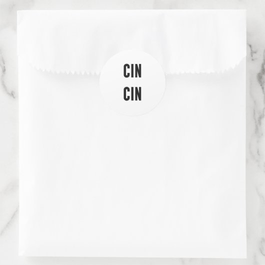 Cin Cin Typography Ronde Sticker (Tas)