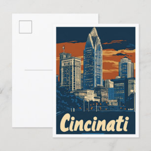 Cincinati Ohio USA Art Vintage Travel Illustratie Briefkaart