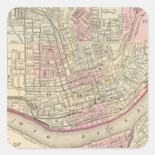 Cincinnati 2 vierkante sticker (Voorkant)