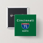 Cincinnati 75 vierkante button 5,1 cm (Voorkant /achterkant)