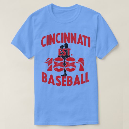 Cincinnati Baseball EST 1881 Baseball Pitcher Vint T-shirt (Design voorkant)