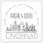 Cincinnati bruiloft | Afdichting van vooraf geadre Vierkante Sticker (Voorkant)