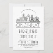 Cincinnati bruiloft gestileerde skyline uitnodigin kaart (Voorkant)