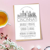 Cincinnati bruiloft gestileerde skyline uitnodigin