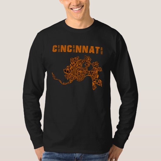 Cincinnati City Cincy Orange Map Ohio Travel Souve T-shirt (Voorkant)