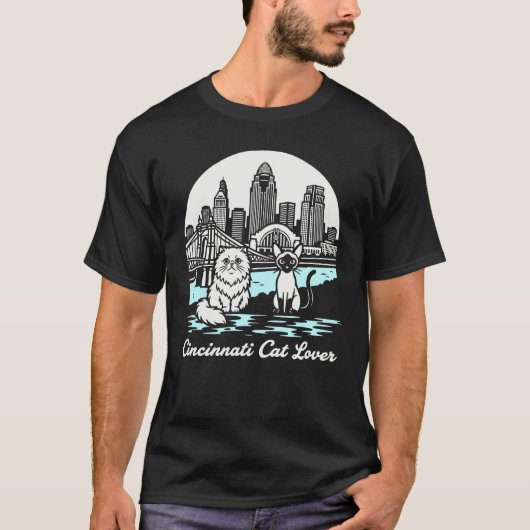 Cincinnati City Ohio Cat Lover T-shirt (Voorkant)