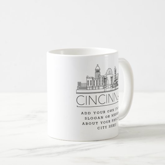 Cincinnati City Stylized Skyline | Aangepaste slog Koffiemok (Voorkant rechts)