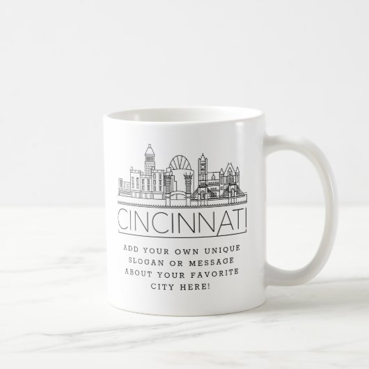Cincinnati City Stylized Skyline | Aangepaste slog Koffiemok (Rechts)
