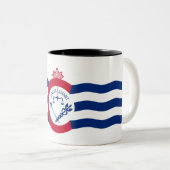 Cincinnati City vlag Tweekleurige Koffiemok (Voorkant rechts)