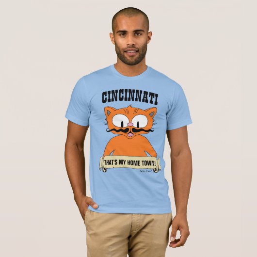 CINCINNATI DAT IS MIJN THUIS TOWN! Cartoon Cat T-shirt (Voorkant volledig)