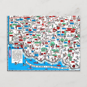 Cincinnati Dayton Hamilton Circleville retro map m Briefkaart