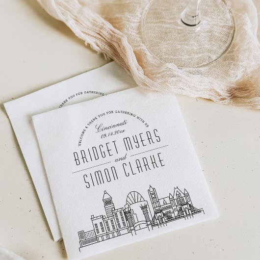 Cincinnati Deco Skyline | Weddenschap Napkins Servet