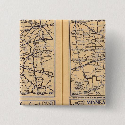 Cincinnati, Detroit, Indianapolis Vierkante Button 5,1 Cm (Voorkant)