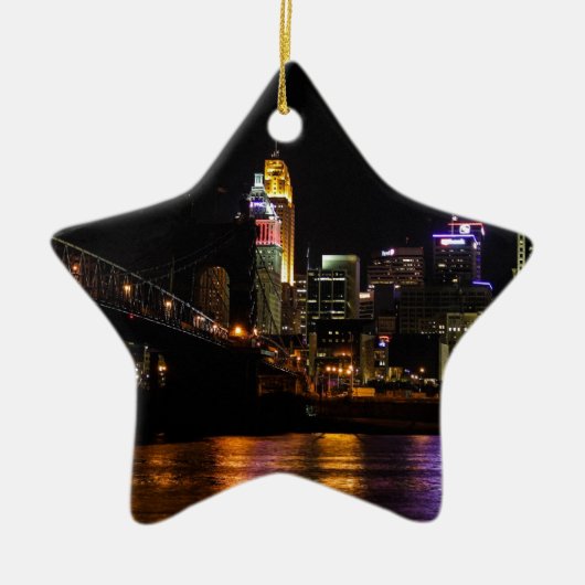 Cincinnati door Night Keramisch Ornament (Voorkant)