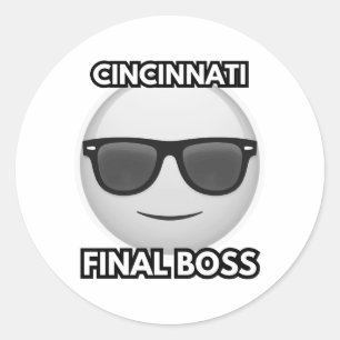 Cincinnati Eindbaas Cool Emoji Ronde Sticker