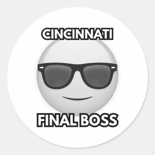 Cincinnati Eindbaas Cool Emoji Ronde Sticker (Voorkant)