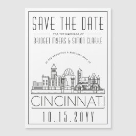 Cincinnati Huwelijk Gestileerde Silhouet Bewaar de Magnetische Uitnodiging