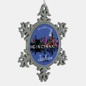 Cincinnati in graffiti tin sneeuwvlok ornament (Links)