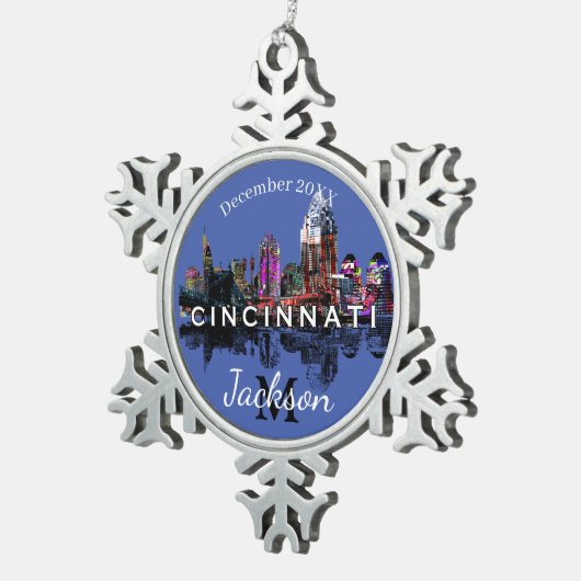 Cincinnati in graffiti tin sneeuwvlok ornament (Rechts)