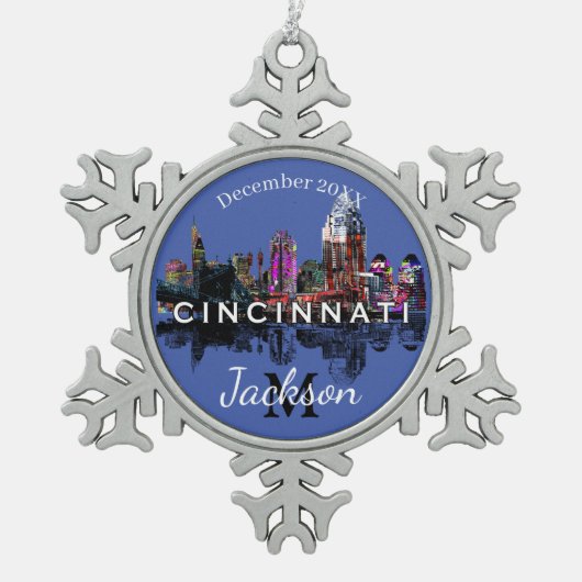 Cincinnati in graffiti tin sneeuwvlok ornament (Voorkant)