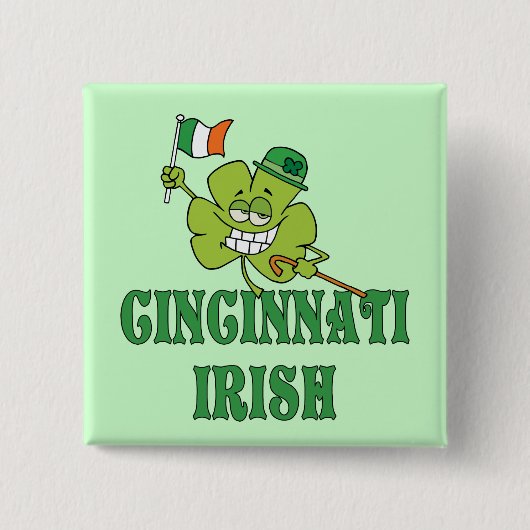 Cincinnati Irish Vierkante Button 5,1 Cm (Voorkant)