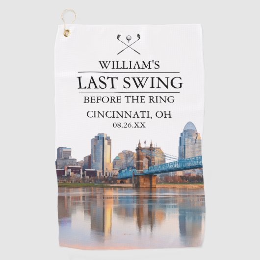 Cincinnati Laatste Swing Voor de Ring Bachelor Golfhanddoek (Voorkant)