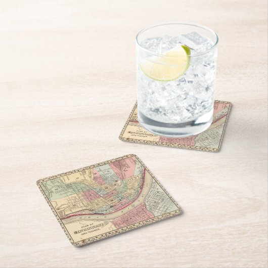 Cincinnati Map door Mitchell Kartonnen Onderzetters (Insitu)