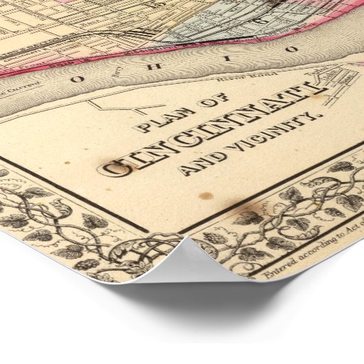 Cincinnati Map door Mitchell Poster (Hoek)
