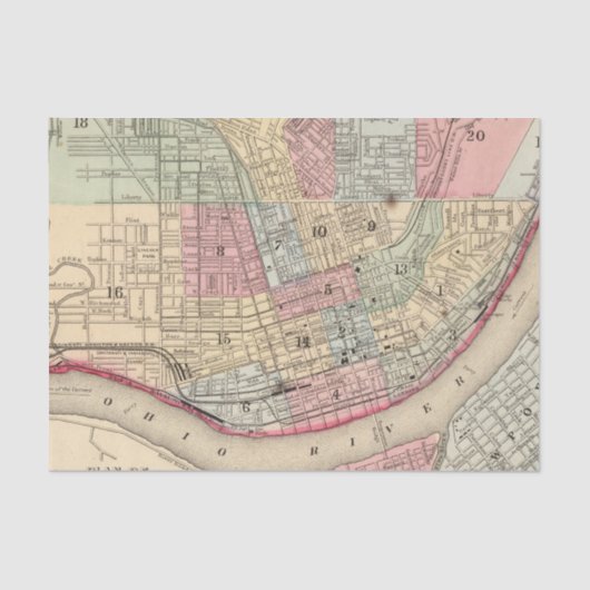 Cincinnati Map door Mitchell Tissuepapier (Voorkant)