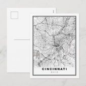 Cincinnati Map Feestdagenkaart (Voorkant / Achterkant)