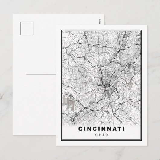 Cincinnati Map Feestdagenkaart (Voorkant / Achterkant)