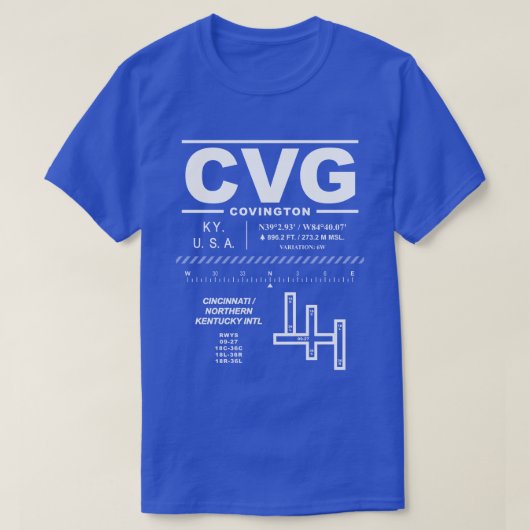 Cincinnati Nor. Kentucky Int'l Airport CVG T-shirt (Design voorkant)