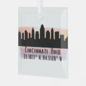 Cincinnati OH City Skyline Glass Ornament (Voorkant links)