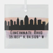 Cincinnati OH City Skyline Glass Ornament (Voorkant)