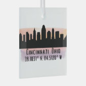 Cincinnati OH City Skyline Glass Ornament (Voorkant Rechts)