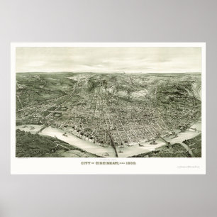 Cincinnati, OH Panoramic Map - 1900 Poster
