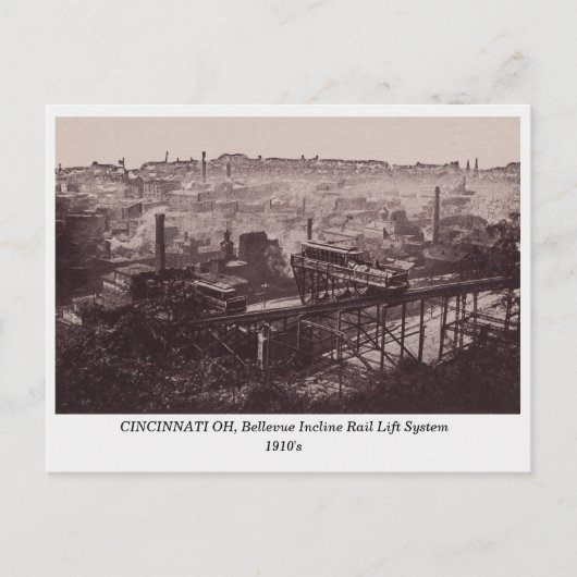 Cincinnati OH, Rail Lift System, oud briefkaart (Voorkant)