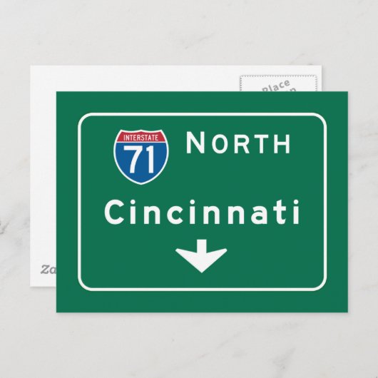 Cincinnati, OH Road Sign Briefkaart (Voorkant / Achterkant)