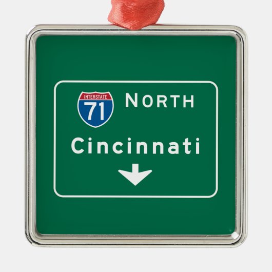 Cincinnati, OH Road Sign Metalen Ornament (Voorkant)