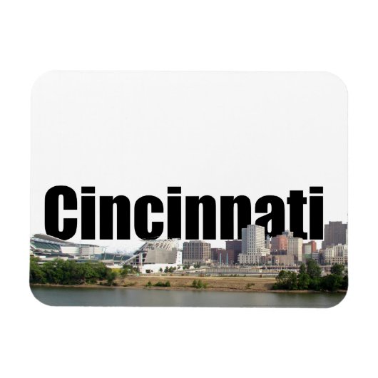 Cincinnati OH Skyline w / Cincinnati in de lucht Magneet (Horizontaal)