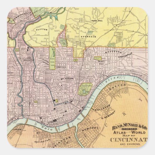 Cincinnati, Ohio 2 Vierkante Sticker (Voorkant)