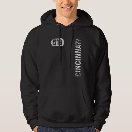 Cincinnati Ohio 513 Area Code Retro Hoodie (Voorkant)