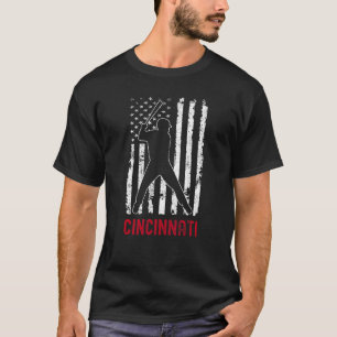 Cincinnati Ohio Amerikaanse vlag honkbal verweerd T-shirt