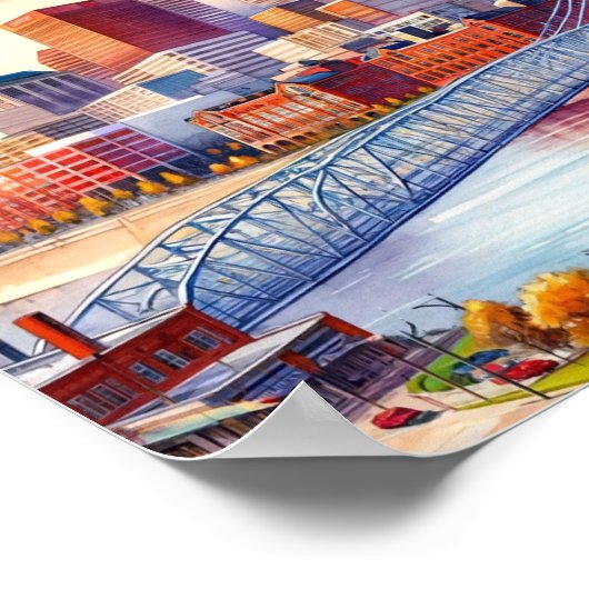 Cincinnati Ohio Beroemde Reisplaatsen waterverf Poster (Hoek)