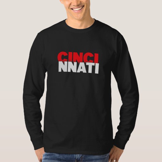 Cincinnati Ohio, Cincy City White Red Graphic T-shirt (Voorkant)