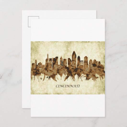 Cincinnati Ohio Cityscape Uitnodiging Briefkaart (Voorkant / Achterkant)
