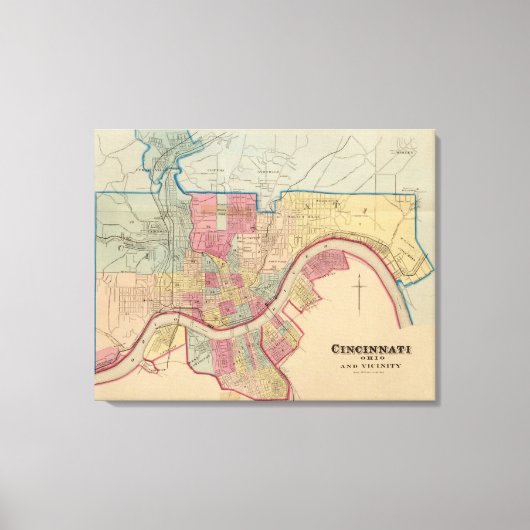 Cincinnati, Ohio en omgeving Canvas Afdruk (Voorkant)