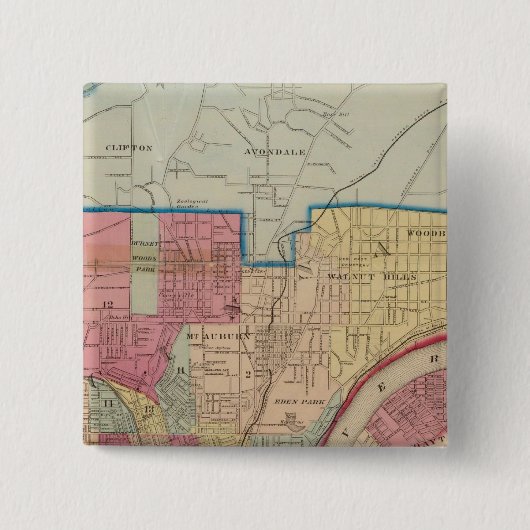 Cincinnati, Ohio en omgeving Vierkante Button 5,1 Cm (Voorkant)