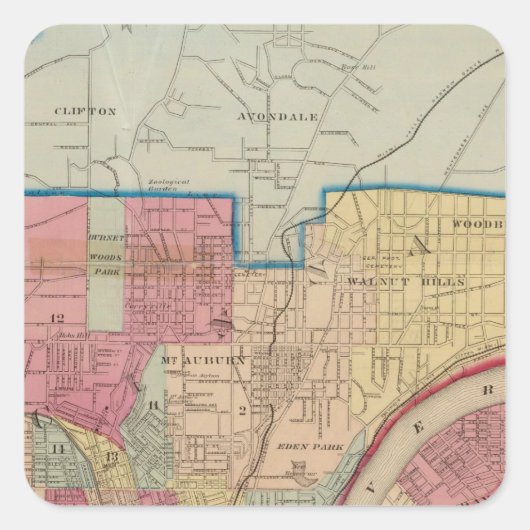 Cincinnati, Ohio en omgeving Vierkante Sticker (Voorkant)